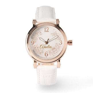 Montre de luxe personnalisée avec fleur de naissan