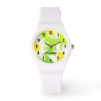 Montre de marguerite blanche avec nom personnalisé