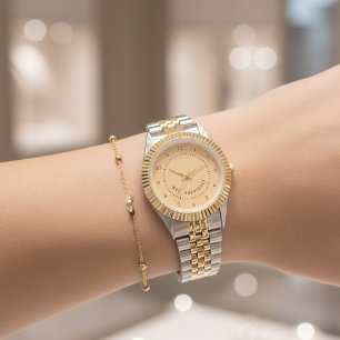 Montre de mariage personnalisée jaune Mr et Mrs po