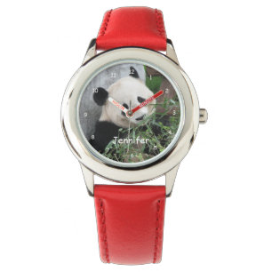 Montre de panda géant d'enfants, courroie rouge