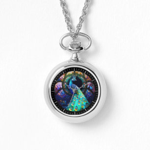 montre de paon en vitrail