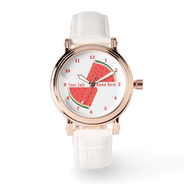 Montre de pastèque douce avec texte personnalisé (Recto)