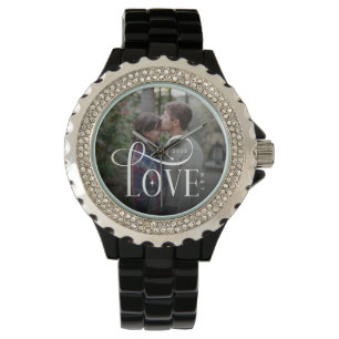 Montre de photo de couples fiancés personnalisée à