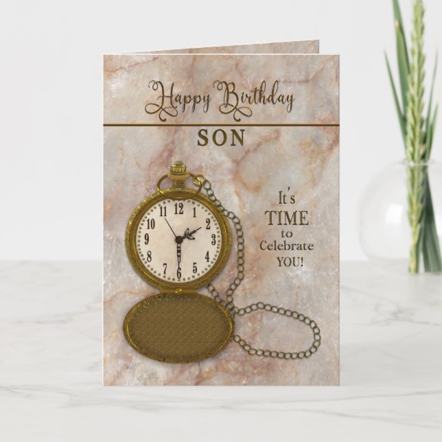 Montre de poche et carte à chaîne pour son anniver (Devant)
