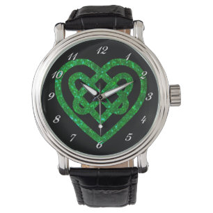 Montre de poignet à noeud celtique coeur en paille