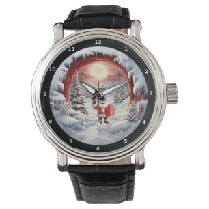 Montre de poignet Cadeau enneigé sous la lune de N