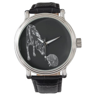 Montre de poignet Chien et Hérisson Amoureux des