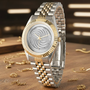 Montre de poignet d'art moderne d'illusion géométr