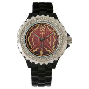 Montre de poignet d'art tribal spirituel indigène