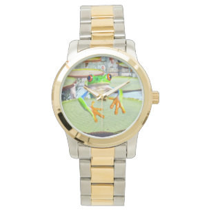 Montre de poignet grande unisexe Grenouille sur né