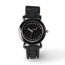Montre de poignet Perles (Noir et Rose)