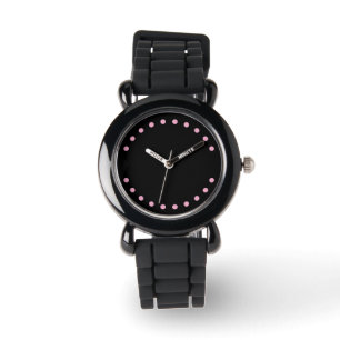 Montre de poignet Perles (Noir et Rose)