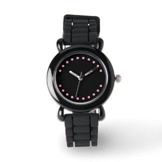 Montre de poignet Perles (Noir et Rose)