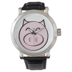 Montre de porc rose