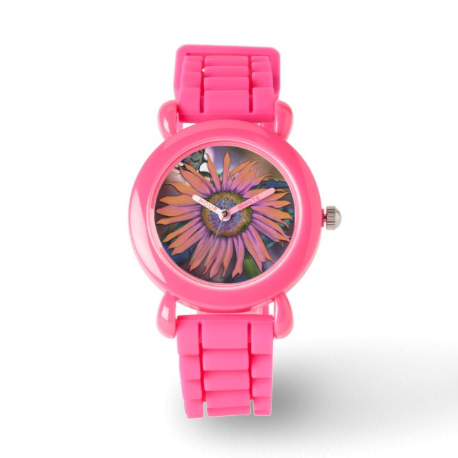 Montre de tournesol psychédélique avec bracelet Pa (Recto)