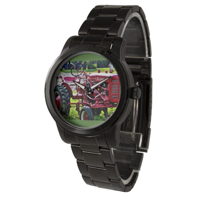 Montre de tracteur en acier inoxydable noir pour h (Incliné)