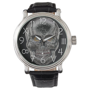 Montre de veille crâne en argent