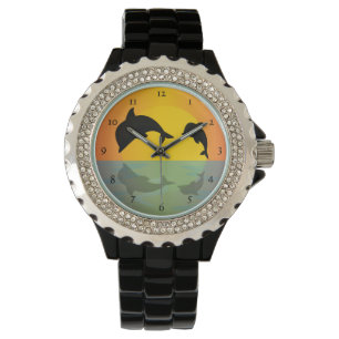 Montre Débordement des dauphins au coucher du soleil