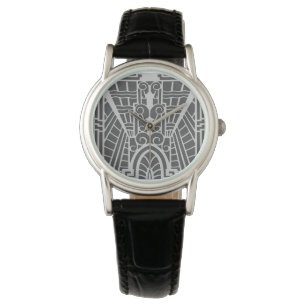 Montre Déco Motif architecturale, gris argenté / gris