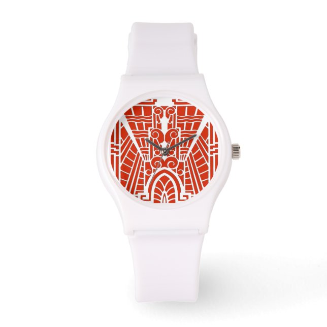 Montre Déco Motif architecturale, Mandarin Orange (Recto)