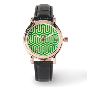 Montre Déco motif égyptien - vert pin