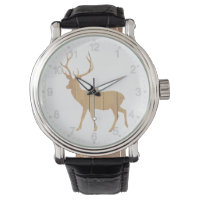 Deer on retro wooden background