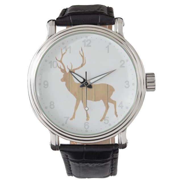 Montre Deer on retro wooden background (devant)