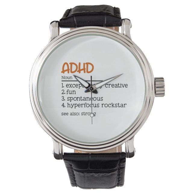 Montre Définition du TDAH Sensibilisation à la neurodiver (devant)