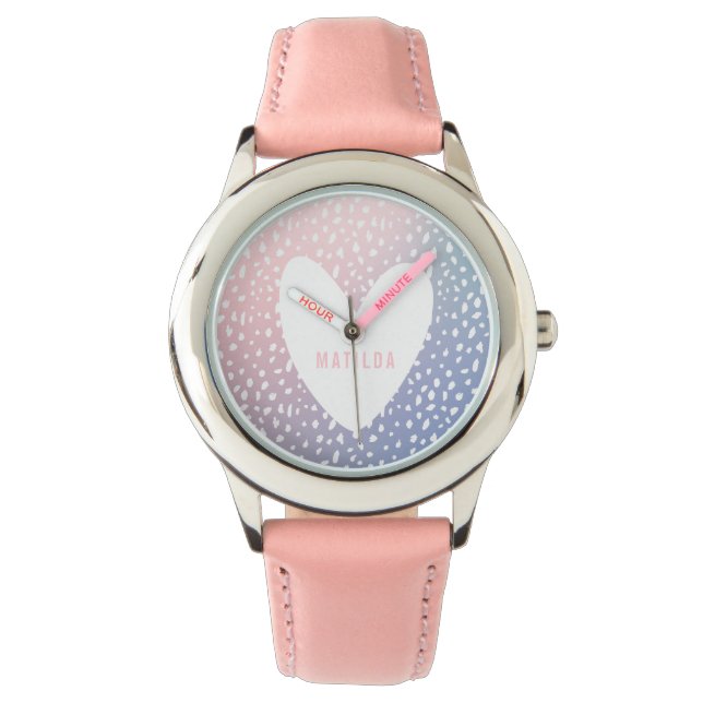 Montre Dégradé Pastel + impression directe coeur personna (devant)
