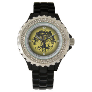 Montre d'émail de noir de la fausse pierre des