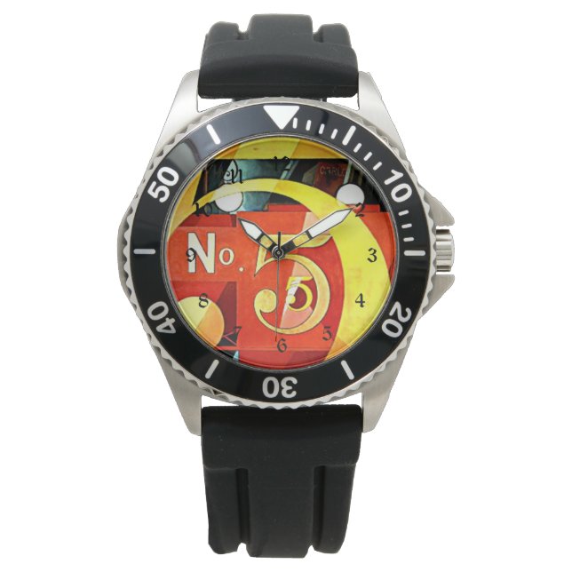 Montre Demuth : J'ai vu la figure 5 en or, art abstrait (devant)