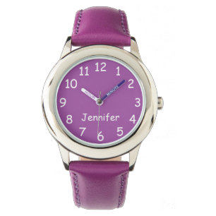 Montre d'enfant violet et blanc, bracelet violet