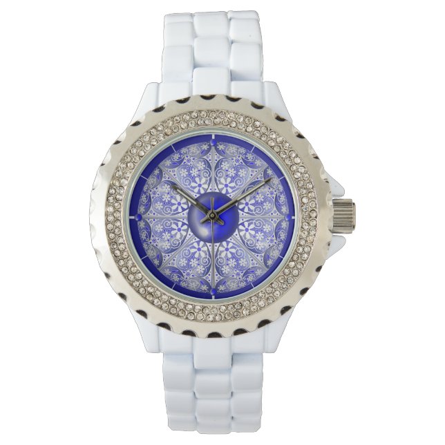 Montre Dentelle en céramique Bleu de Grèce (devant)