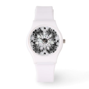 Montre Dentelle en céramique noir & flocon de neige