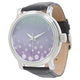 Montre des bulles tealy-pourpre (avec nombre)