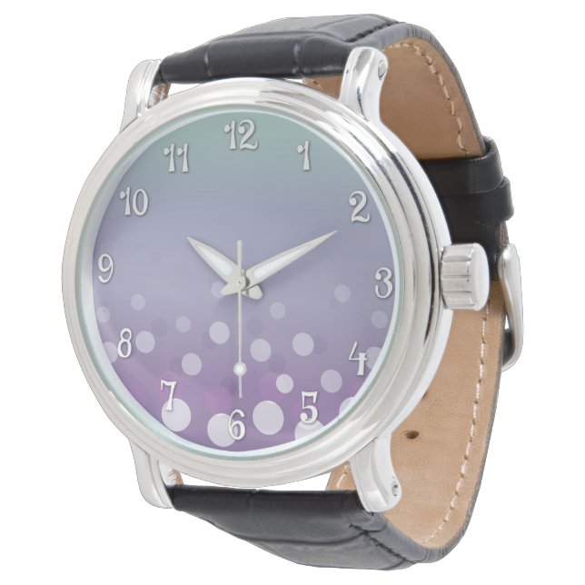 Montre des bulles tealy-pourpre (avec nombre) (Incliné)