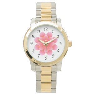 Montre des femmes aux fleurs roses