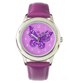 Montre des filles numérotées de papillon