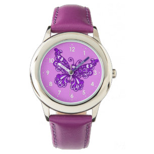 Montre des filles numérotées de papillon