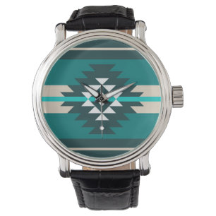 Montre Design aztèque en couleur turquoise