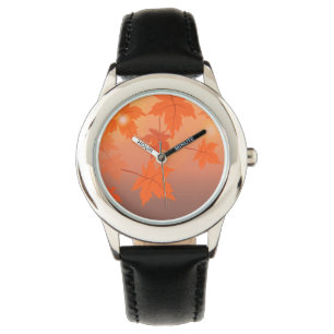 Montre Design d'automne avec feuilles d'érable et effet b