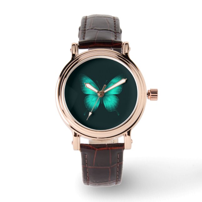 MONTRE DESIGN DE RELÓGIO FEMININO BORBOLETA VERDES (Recto)