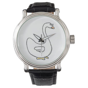 Montre Design d'oiseau blanc gracieux du cygne de dessin