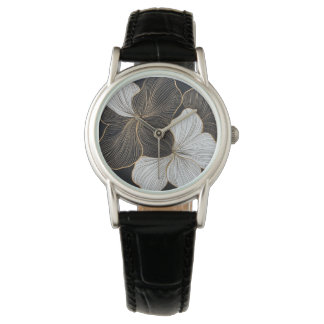 Montre Design moderne avec Arrière - plan simple à fleurs