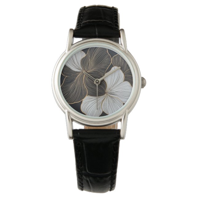 Montre Design moderne avec Arrière - plan simple à fleurs (devant)