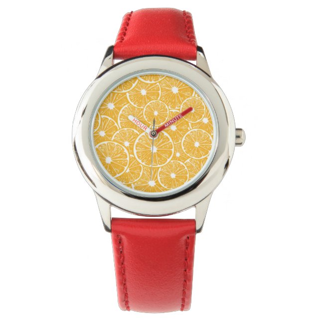 Montre Design motif en tranches orange (devant)