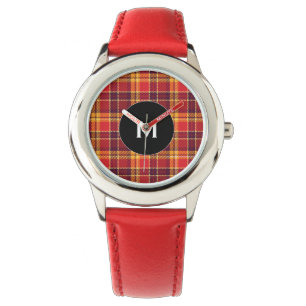 Montre Design personnalisé rouge et jaune Plaid