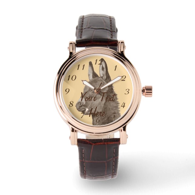 Montre dessin au crayon noir et blanc de l'âne mignon (Recto)