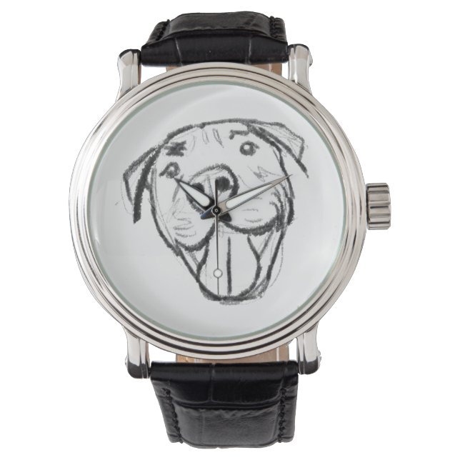 Montre dessin de bulle simple amoureux de les chiens noir (devant)