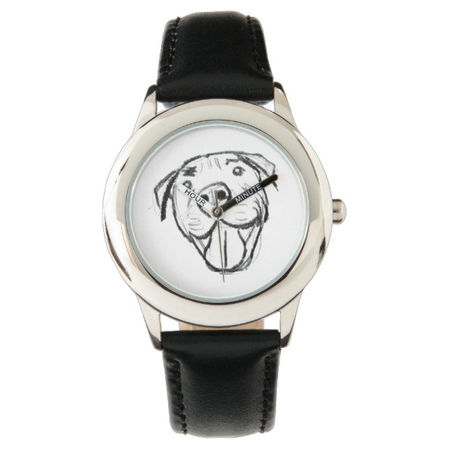 Montre dessin de bulle simple amoureux de les chiens noir (devant)